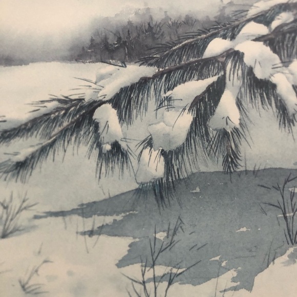 Winter Landscape Framed Artwork Signed - Picture 6 of 16